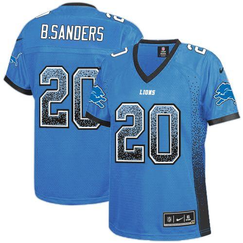 Lions #20 Barry Sanders Light Blue Team Color Women's Stitched Elite Drift Fashion Jersey cheap jerseys for sale - CheapJerseys.Shop
