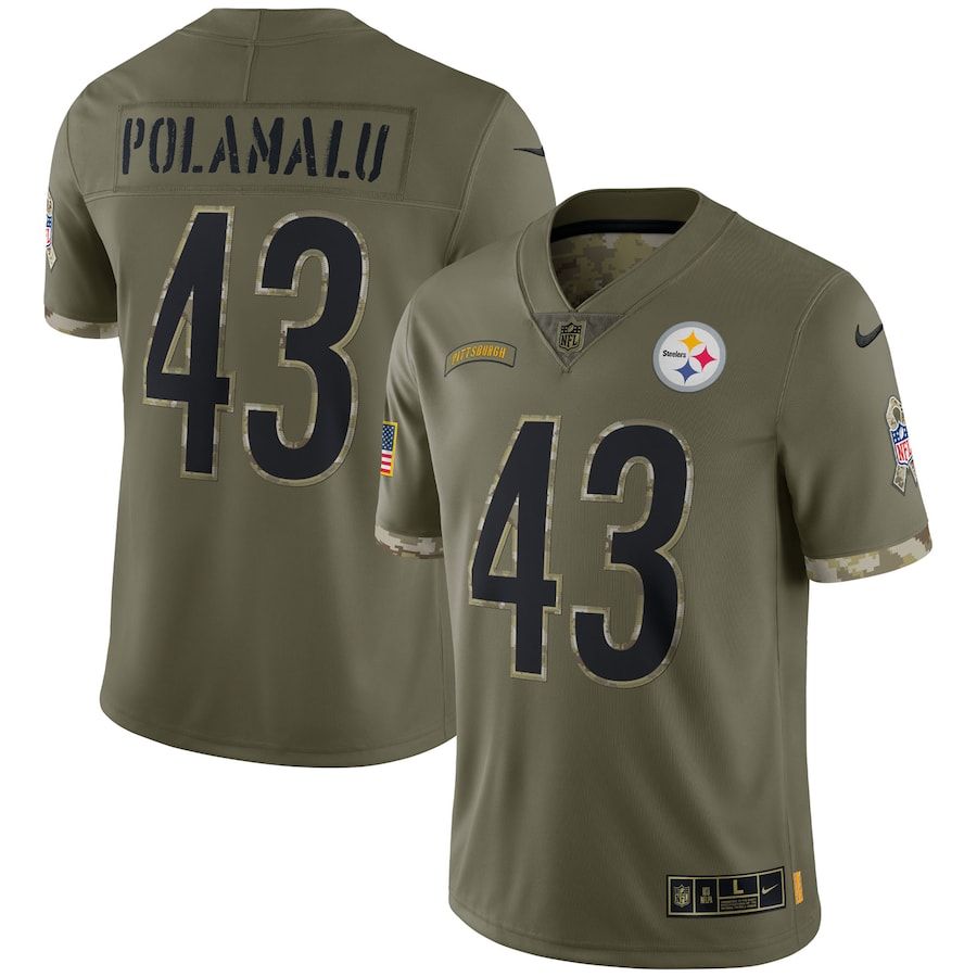 Pittsburgh Steelers #43 Troy Polamalu Men's 2022 Salute To Service Limited Jersey - Olive cheap jerseys for sale - CheapJerseys.Shop