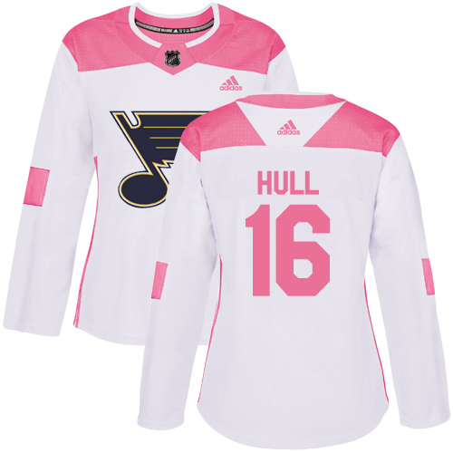 St. Louis Blues #16 Brett Hull White/Pink Authentic Fashion Women's Stitched Jersey Womens cheap jerseys for sale - CheapJerseys.Shop