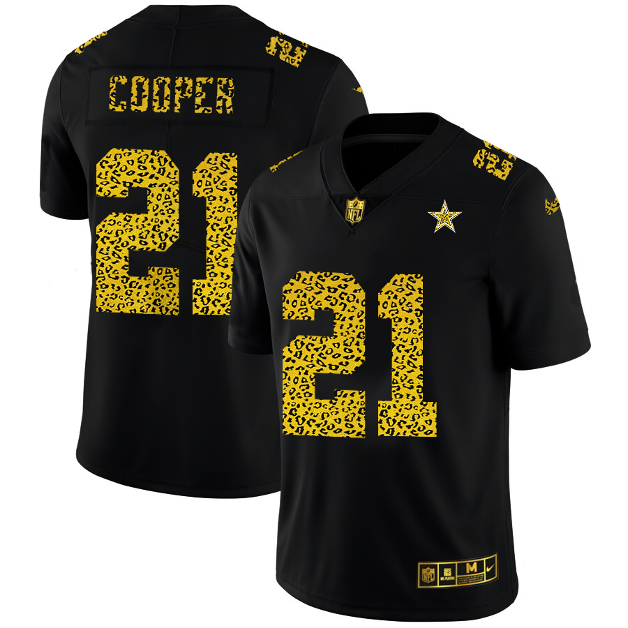 Dallas Cowboys #21 Ezekiel Elliott Men's Leopard Print Fashion Vapor Limited Jersey Black cheap jerseys for sale - CheapJerseys.Shop