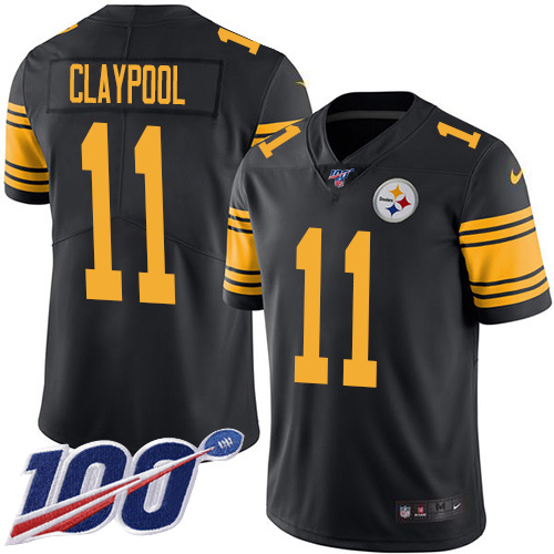 Pittsburgh Steelers #11 Chase Claypool Black Youth Stitched Limited Rush 100th Season Jersey Youth cheap jerseys for sale - CheapJerseys.Shop