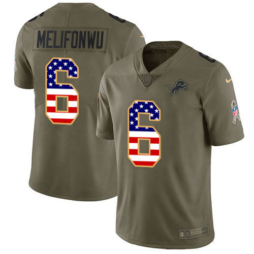 Lions #6 Ifeatu Melifonwu Olive/USA Flag Men's Stitched Limited 2017 Salute To Service Jersey cheap jerseys for sale - CheapJerseys.Shop