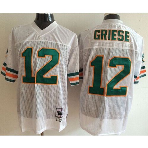 Mitchell And Ness Miami Dolphins #12 Bob Griese White Throwback Stitched Jersey Men's cheap jerseys for sale - CheapJerseys.Shop