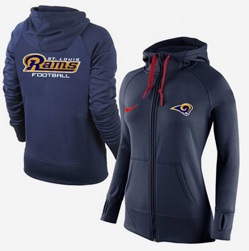 Women's Los Angeles Rams Full-Zip Performance Hoodie Dark Blue cheap jerseys for sale - CheapJerseys.Shop