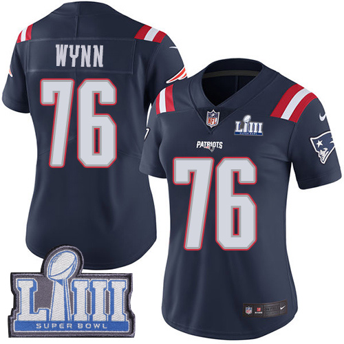 New England Patriots #76 Isaiah Wynn Navy Blue Super Bowl LIII Bound Women's Stitched Limited Rush Jersey Womens cheap jerseys for sale - CheapJerseys.Shop