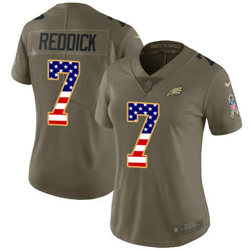Eagles #7 Haason Reddick Olive/USA Flag Women's Stitched Limited 2017 Salute To Service Jersey cheap jerseys for sale - CheapJerseys.Shop