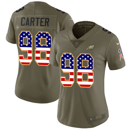 Eagles #98 Jalen Carter Olive/USA Flag Women's Stitched Limited 2017 Salute To Service Jersey cheap jerseys for sale - CheapJerseys.Shop