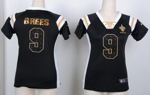 Saints #9 Drew Brees Black Women's Stitched Elite Draft Him Shimmer Jersey cheap jerseys for sale - CheapJerseys.Shop