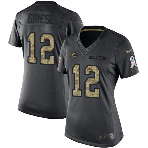 Miami Dolphins #12 Bob Griese Black Women's Stitched Limited 2016 Salute to Service Jersey Womens cheap jerseys for sale - CheapJerseys.Shop