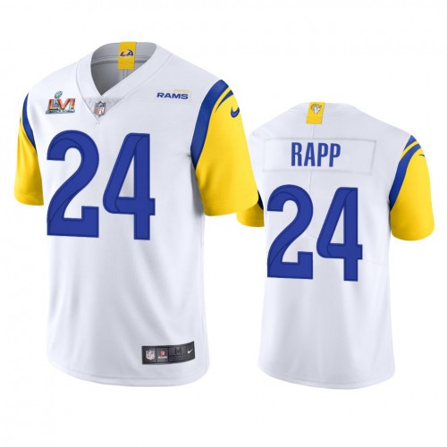 Los Angeles Los Angeles Rams #24 Taylor Rapp Men's Super Bowl LVI Patch Alternate Vapor Limited Jersey - White Men's cheap jerseys for sale - CheapJerseys.Shop