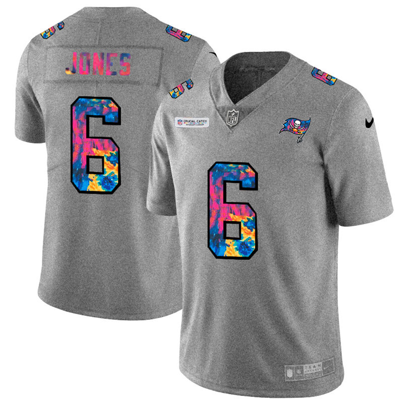 Tampa Bay Buccaneers #6 Julio Jones Men's Multi-Color 2020 Crucial Catch Jersey Greyheather cheap jerseys for sale - CheapJerseys.Shop
