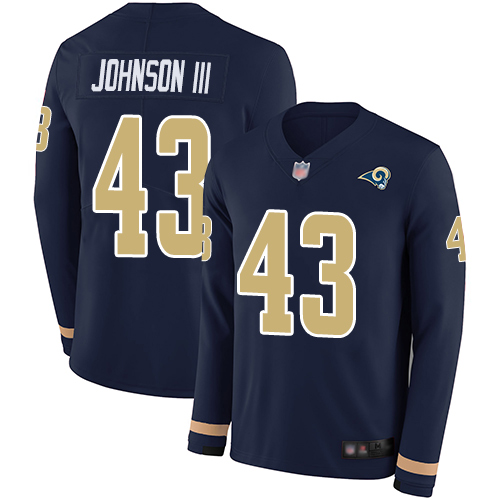 Los Angeles Rams #43 John Johnson III Navy Blue Team Color Men's Stitched Limited Therma Long Sleeve Jersey Men's cheap jerseys for sale - CheapJerseys.Shop