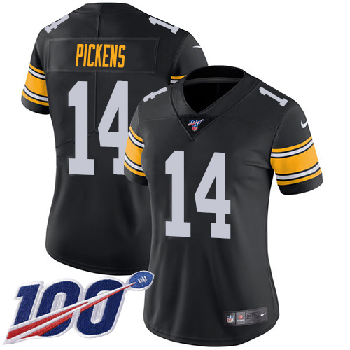 Steelers #14 George Pickens Black Alternate Women's Stitched 100th Season Vapor Limited Jersey cheap jerseys for sale - CheapJerseys.Shop