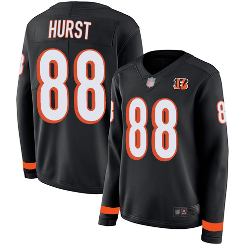 Bengals #88 Hayden Hurst Black Team Color Women's Stitched Limited Therma Long Sleeve Jersey cheap jerseys for sale - CheapJerseys.Shop