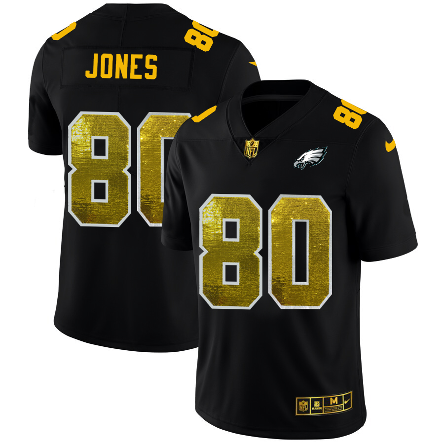 Philadelphia Eagles #80 Julio Jones Men's Black Golden Sequin Vapor Limited Jersey cheap jerseys for sale - CheapJerseys.Shop