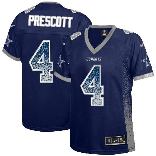 Cowboys #4 Dak Prescott Navy Blue Team Color Women's Stitched Elite Drift Fashion Jersey cheap jerseys for sale - CheapJerseys.Shop