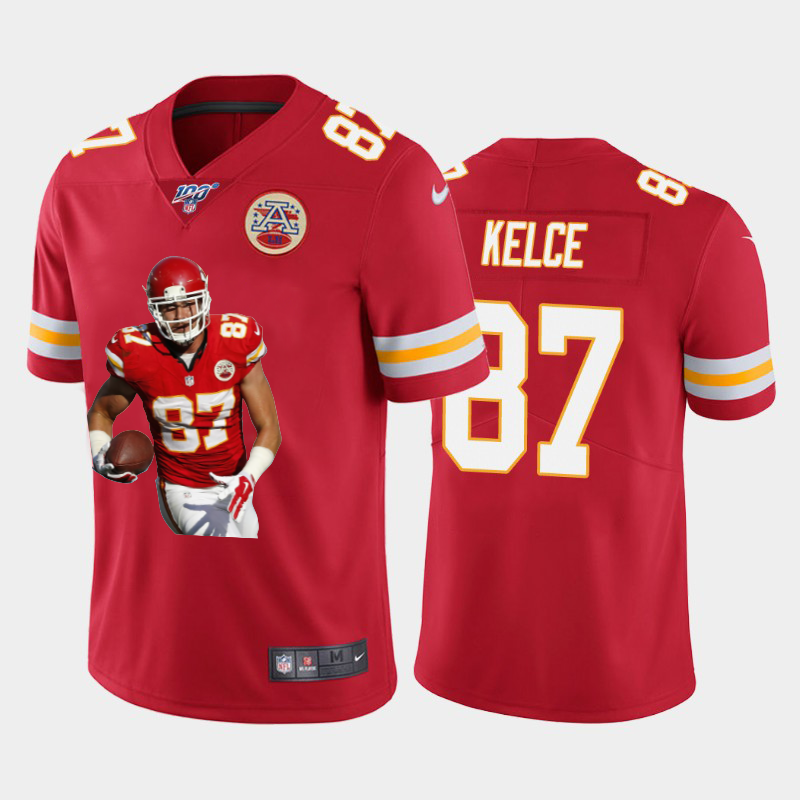 Kansas City Chiefs #87 Travis Kelce Team Hero 6 Vapor Limited 100 Jersey Red cheap jerseys for sale - CheapJerseys.Shop