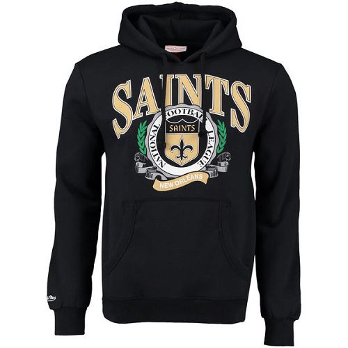 Men's New Orleans Saints Mitchell & Ness Black Fair Catch Pullover Hoodie cheap jerseys for sale - CheapJerseys.Shop