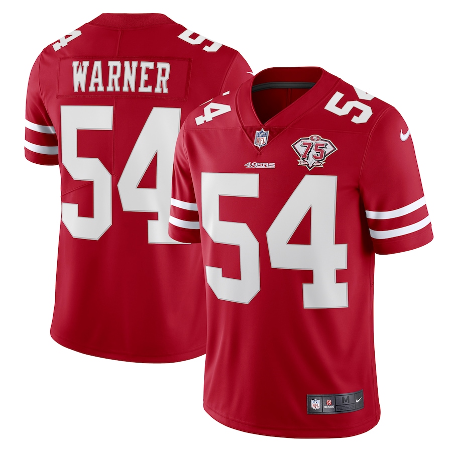 49ers #54 Fred Warner Red Men's 75th Anniversary Stitched Vapor Untouchable Limited Jersey cheap jerseys for sale - CheapJerseys.Shop