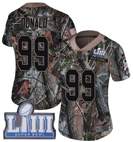 Rams #99 Aaron Donald Camo Super Bowl LIII Bound Women's Stitched Limited Rush Realtree Jersey cheap jerseys for sale - CheapJerseys.Shop