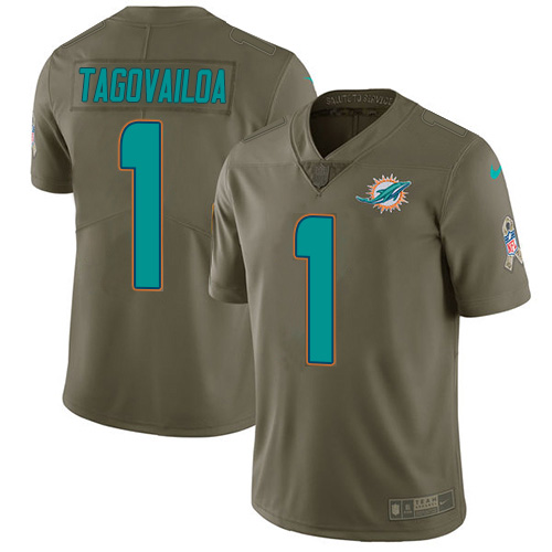 Dolphins #1 Tua Tagovailoa Olive Men's Stitched Limited 2017 Salute To Service Jersey cheap jerseys for sale - CheapJerseys.Shop