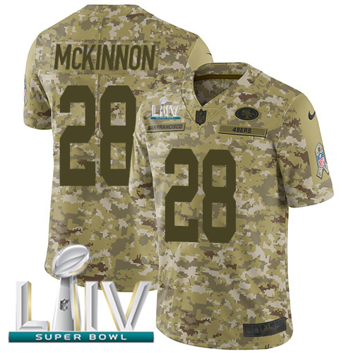 San Francisco 49ers #28 Jerick McKinnon Camo Super Bowl LIV 2020 Men's Stitched Limited 2018 Salute To Service Jersey Men's cheap jerseys for sale - CheapJerseys.Shop