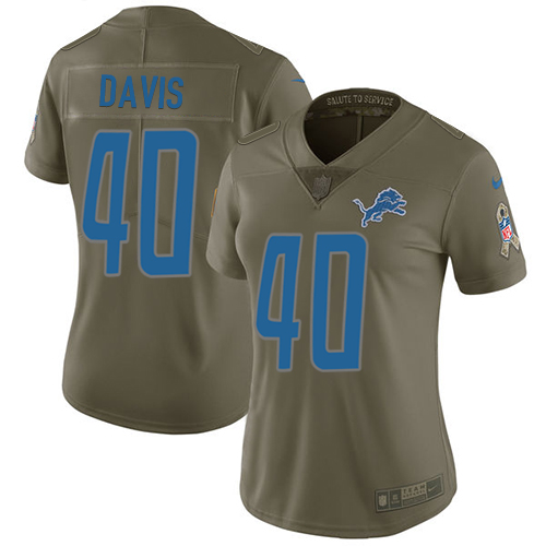 Detroit Lions #40 Jarrad Davis Olive Women's Stitched Limited 2017 Salute to Service Jersey Womens cheap jerseys for sale - CheapJerseys.Shop