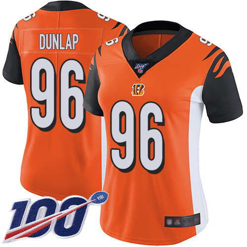 Cincinnati Bengals #96 Carlos Dunlap Orange Alternate Women's Stitched 100th Season Vapor Limited Jersey Womens cheap jerseys for sale - CheapJerseys.Shop