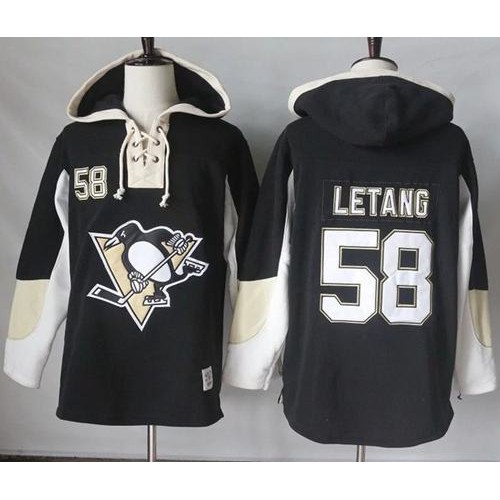 Pittsburgh Penguins #58 Kris Letang Black Pullover Hoodie Stitched Jersey Men's cheap jerseys for sale - CheapJerseys.Shop