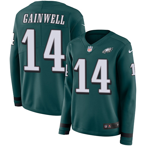 Eagles #14 Kenneth Gainwell Green Team Color Women's Stitched Limited Therma Long Sleeve Jersey cheap jerseys for sale - CheapJerseys.Shop