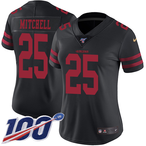49ers #25 Elijah Mitchell Black Alternate Women's Stitched 100th Season Vapor Limited Jersey cheap jerseys for sale - CheapJerseys.Shop