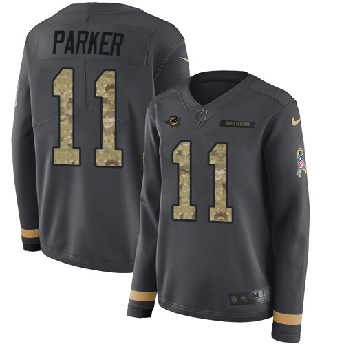 Miami Dolphins #11 DeVante Parker Anthracite Salute to Service Women's Stitched Limited Therma Long Sleeve Jersey Womens cheap jerseys for sale - CheapJerseys.Shop