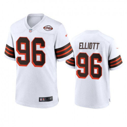 Men's Cleveland Browns #96 Jordan Elliott 1946 Collection Alternate Game Limited Jersey - White Men's cheap jerseys for sale - CheapJerseys.Shop