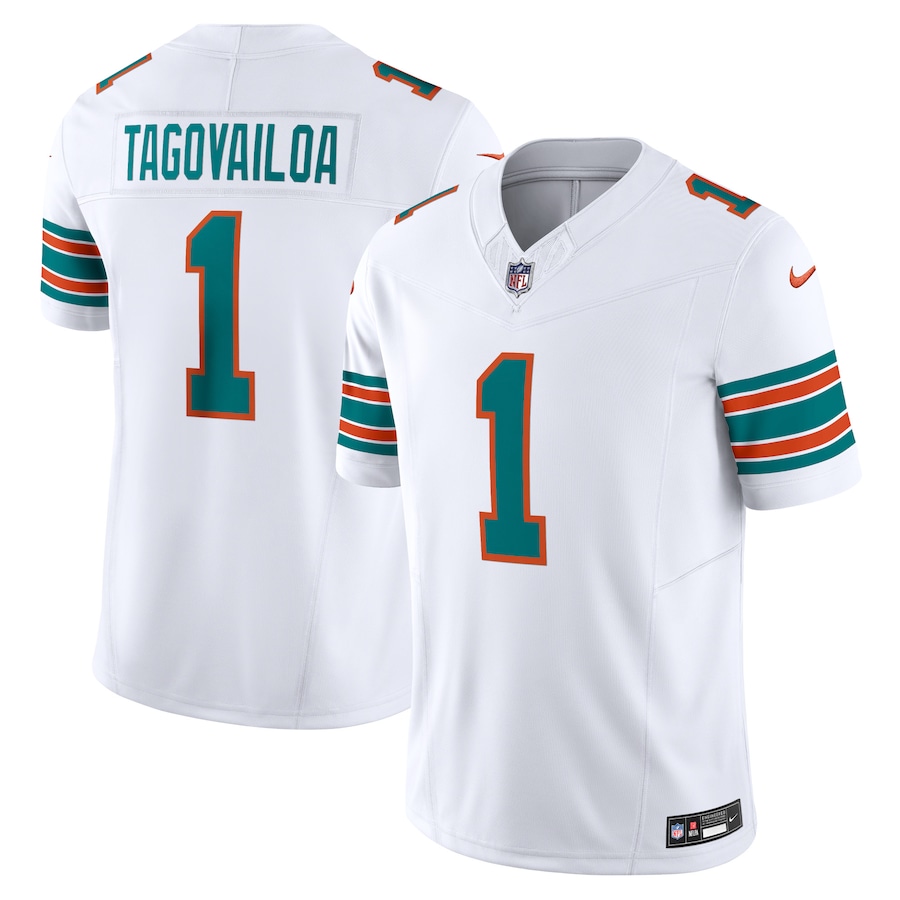 Miami Dolphins #1 Tua Tagovailoa Men's White Vapor F.U.S.E. Limited Jersey cheap jerseys for sale - CheapJerseys.Shop