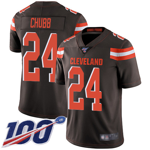 Browns #24 Nick Chubb Brown Team Color Men's Stitched 100th Season Vapor Limited Jersey cheap jerseys for sale - CheapJerseys.Shop