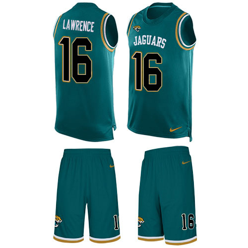 Jaguars #16 Trevor Lawrence Teal Green Alternate Men's Stitched Limited Tank Top Suit Jersey cheap jerseys for sale - CheapJerseys.Shop