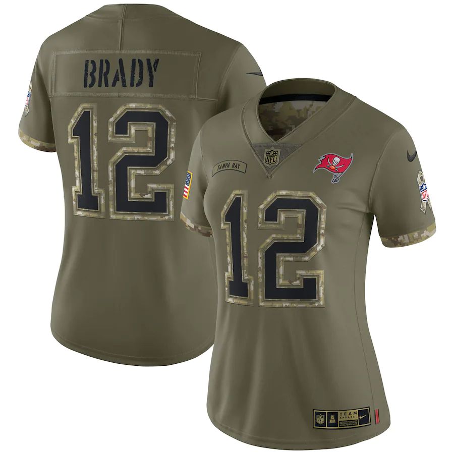 Tampa Bay Buccaneers #12 Tom Brady Women's 2022 Salute To Service Limited Jersey - Olive cheap jerseys for sale - CheapJerseys.Shop