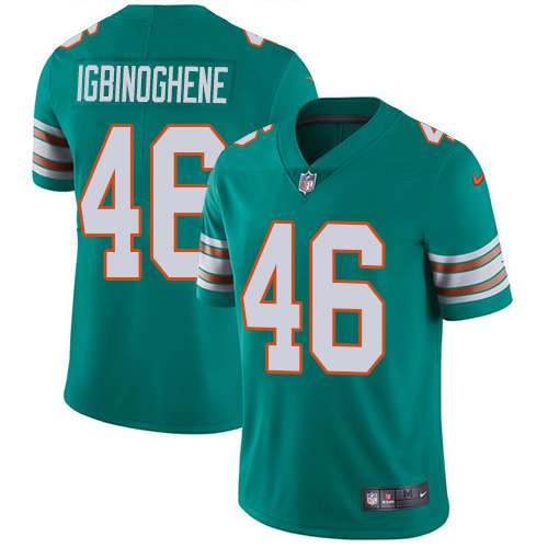 Miami Dolphins #46 Noah Igbinoghene Aqua Green Alternate Men's Stitched Vapor Untouchable Limited Jersey Men's cheap jerseys for sale - CheapJerseys.Shop