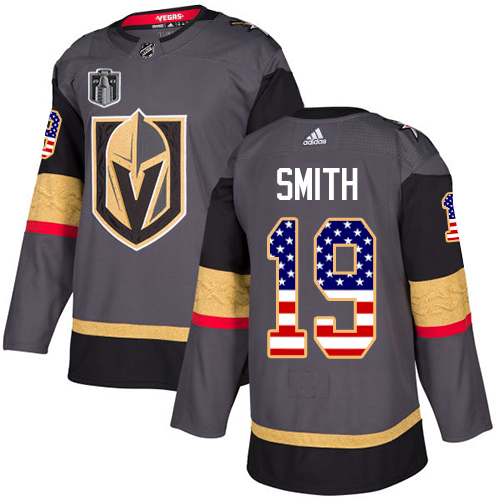 Golden Knights #19 Reilly Smith Grey Youth 2023 Stanley Cup Final Patch Home Authentic USA Flag Stitched Jersey cheap jerseys for sale - CheapJerseys.Shop