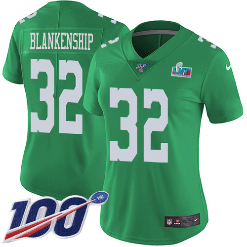 Eagles #32 Reed Blankenship Green Super Bowl LVII Patch Women's Stitched Limited Rush 100th Season Jersey cheap jerseys for sale - CheapJerseys.Shop