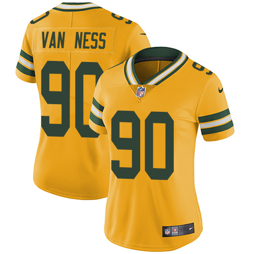 Packers #90 Lukas Van Ness Yellow Women's Stitched Limited Rush Jersey cheap jerseys for sale - CheapJerseys.Shop