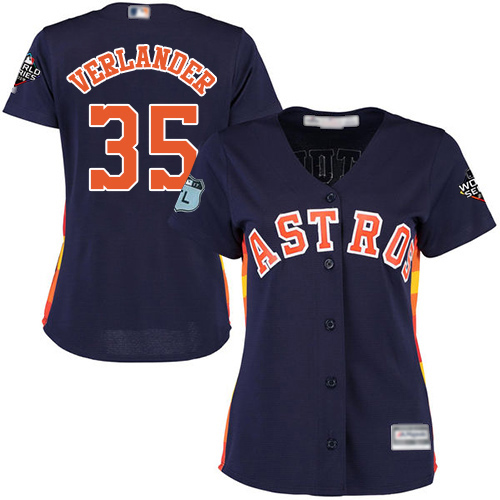 Houston Astros #35 Justin Verlander Navy Blue Alternate 2019 World Series Bound Women's Stitched Jersey Womens cheap jerseys for sale - CheapJerseys.Shop