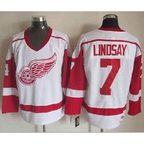 Detroit Red Wings #7 Ted Lindsay White CCM Throwback Stitched Jersey Men's cheap jerseys for sale - CheapJerseys.Shop