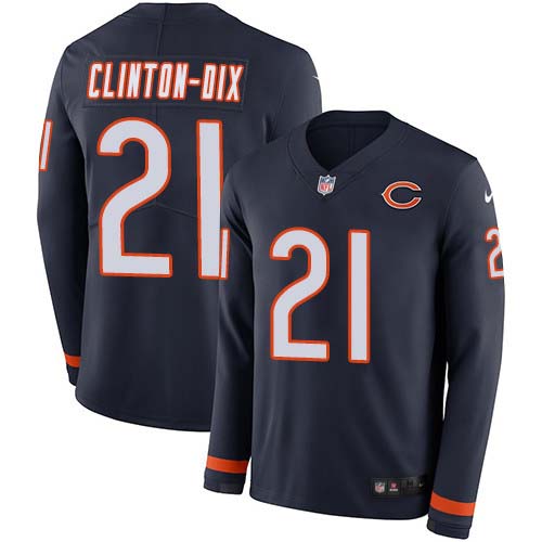 Men's Chicago Bears #21 Ha Ha Clinton-Dix Navy Blue Team Color Men's Stitched Limited Therma Long Sleeve Jersey Men's cheap jerseys for sale - CheapJerseys.Shop