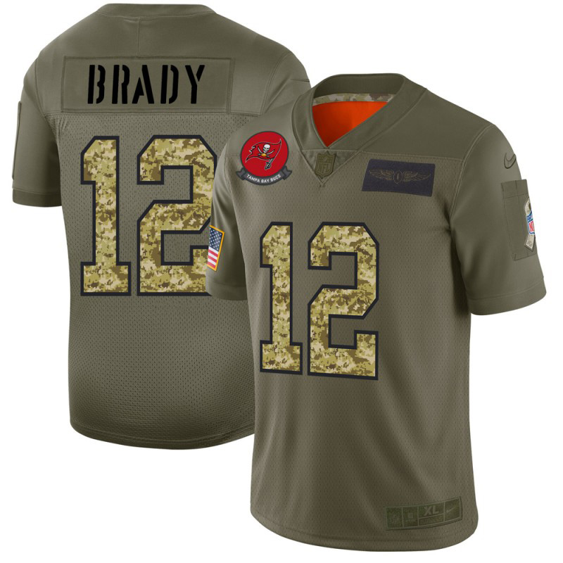Tampa Bay Buccaneers #12 Tom Brady Men's 2019 Olive Camo Salute To Service Limited Jersey cheap jerseys for sale - CheapJerseys.Shop