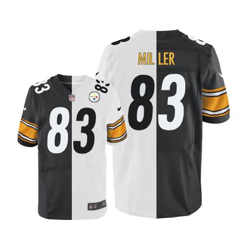 Pittsburgh Steelers #83 Heath Miller White/Black Men's Stitched Elite Split Jersey Men's cheap jerseys for sale - CheapJerseys.Shop