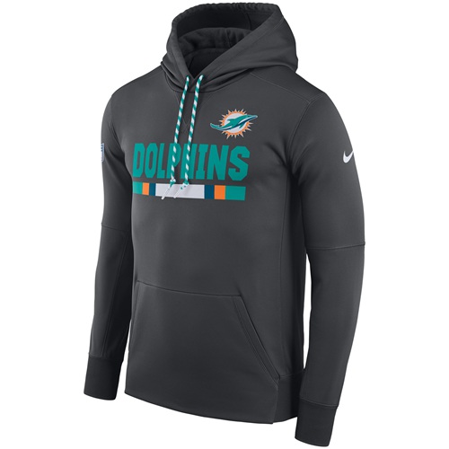 Men's Miami Dolphins Charcoal Sideline ThermaFit Performance PO Hoodie cheap jerseys for sale - CheapJerseys.Shop