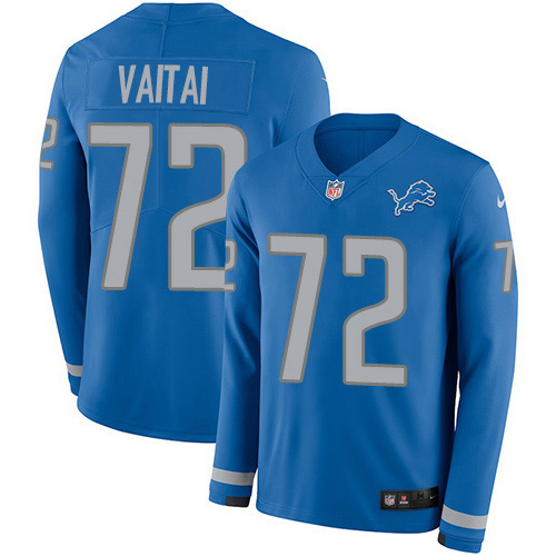 Detroit Lions #72 Halapoulivaati Vaitai Blue Team Color Youth Stitched Limited Therma Long Sleeve Jersey Youth cheap jerseys for sale - CheapJerseys.Shop
