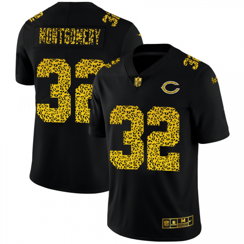 Chicago Chicago Bears #32 David Montgomery Men's Leopard Print Fashion Vapor Limited Jersey Black Men's cheap jerseys for sale - CheapJerseys.Shop