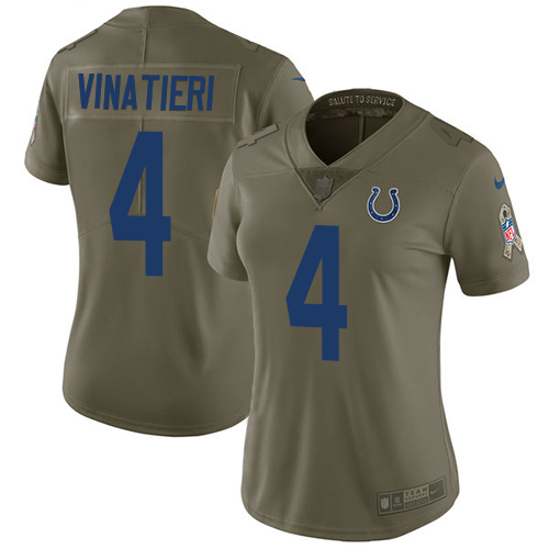 Indianapolis Colts #4 Adam Vinatieri Olive Women's Stitched Limited 2017 Salute to Service Jersey Womens cheap jerseys for sale - CheapJerseys.Shop
